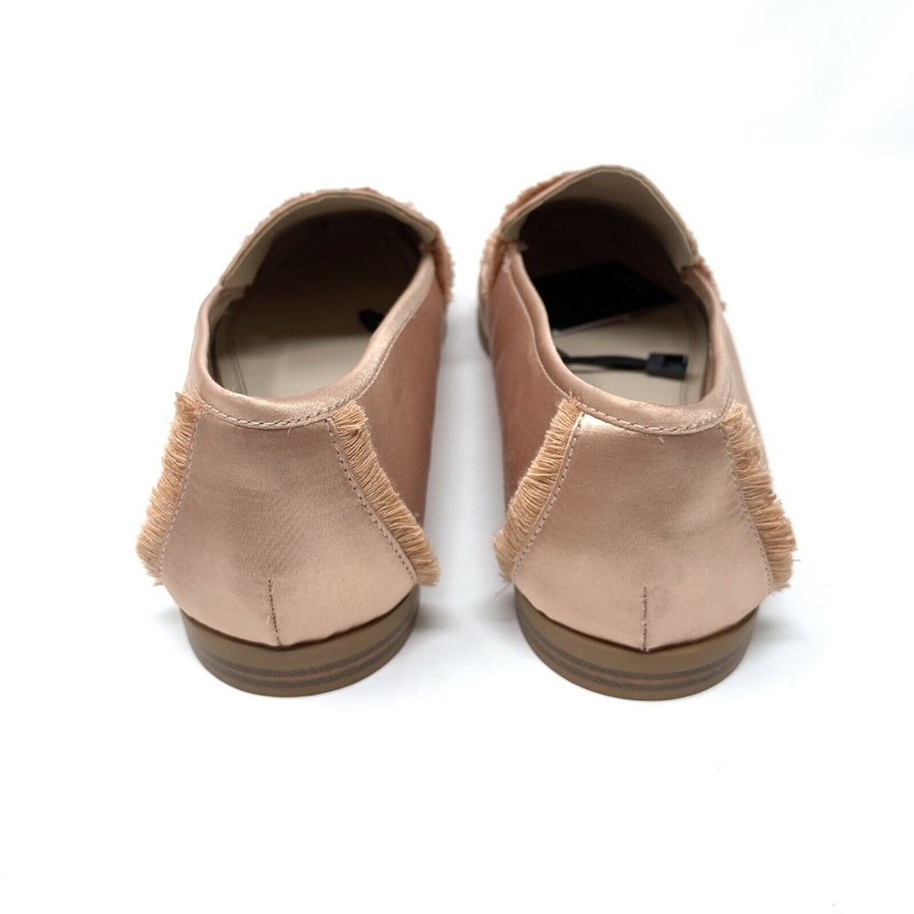 Zara Pink Satin Flats Frayed Loafers - Picture 4 of 8